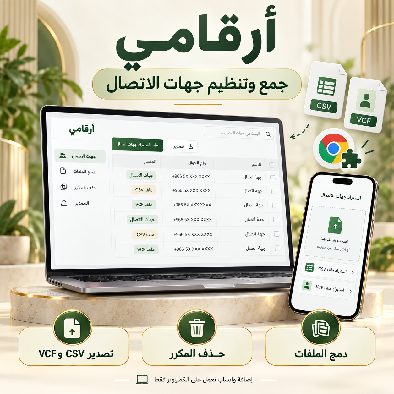أرقامي - جمع وتنظيم جهات الاتصال